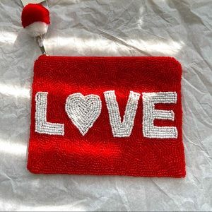 Beautiful red love beaded cash bag